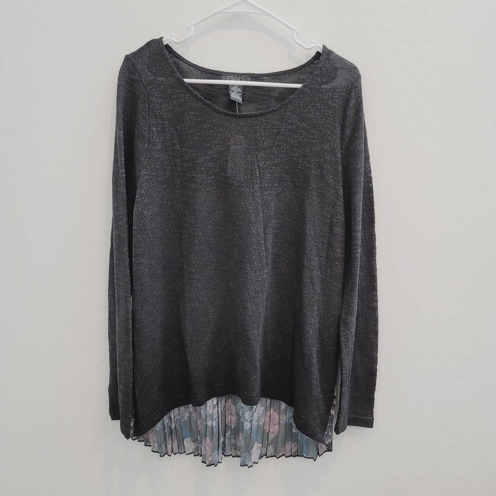 NWT DEB Black Pleated Floral Print Back Long Sleeves Top Women's Size 2X